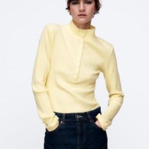 NWOT ZARA || RIBBED BODYSUIT || COLOR: LEMON YELLOW || SIZE: S